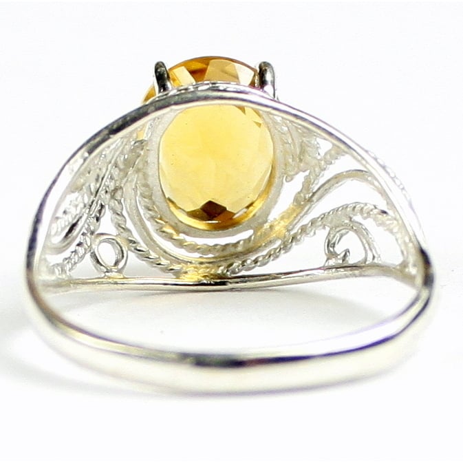 SR083 10x8mm Citrine 925 Sterling Silver Ring Image 4