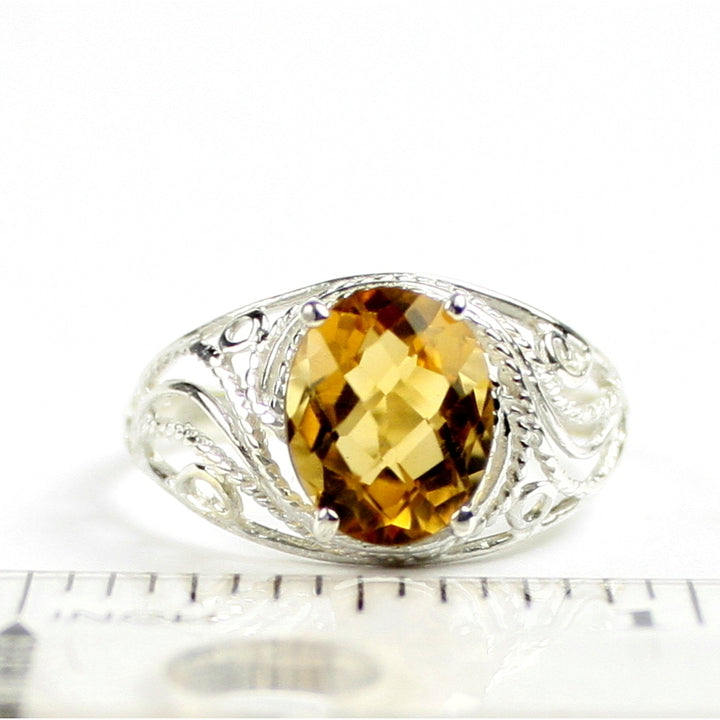 SR083 10x8mm Citrine 925 Sterling Silver Ring Image 4