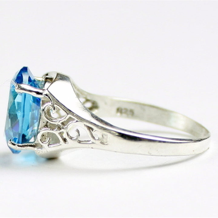 SR057 Swiss Blue CZ 925 Sterling Silver Ring Image 3