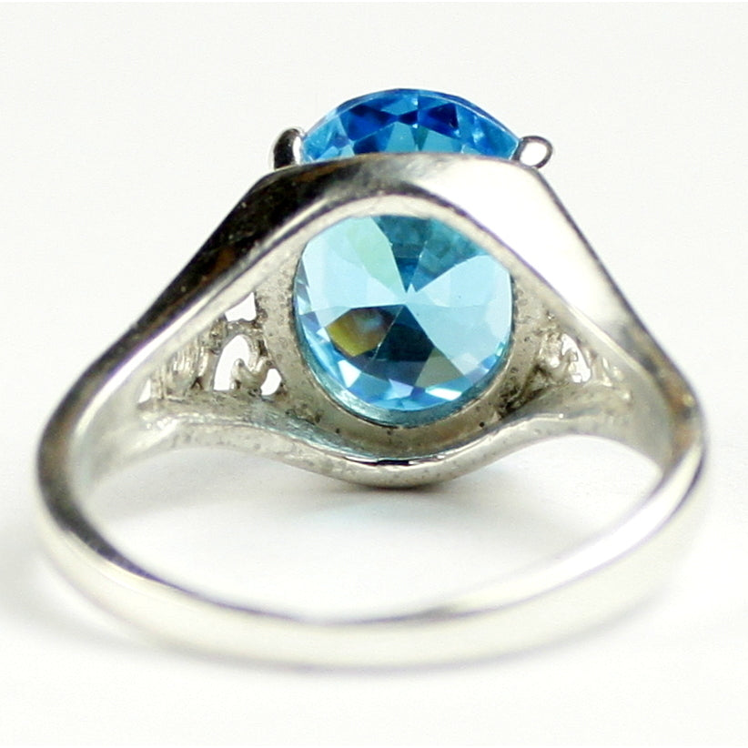 SR057 Swiss Blue CZ 925 Sterling Silver Ring Image 4