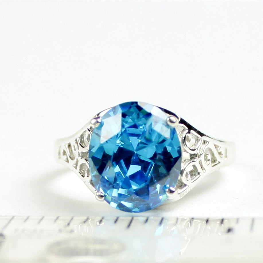 SR057 Swiss Blue CZ 925 Sterling Silver Ring Image 4