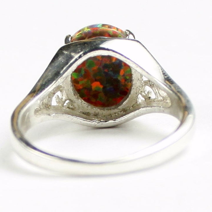 SR057 Created Red Brown Opal 925 Sterling Silver Ring Image 4