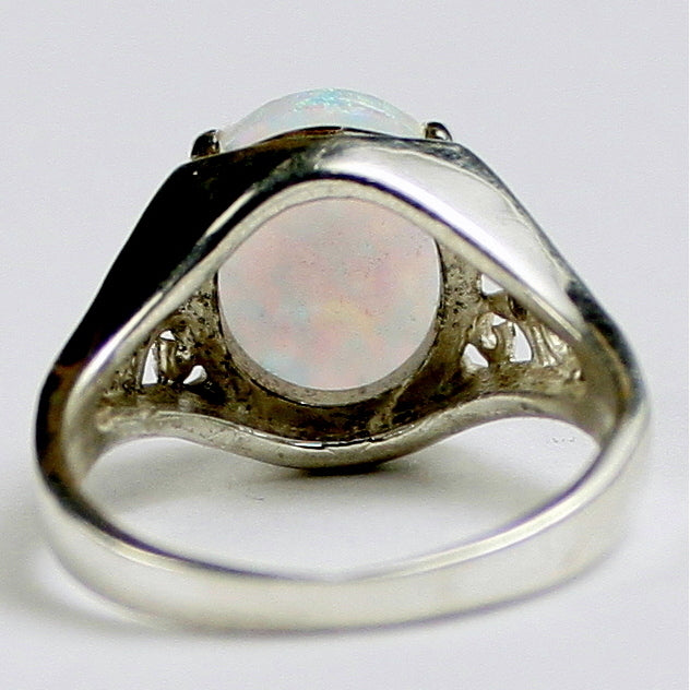 SR057 Created White Opal 925 Sterling Silver Ring Image 4