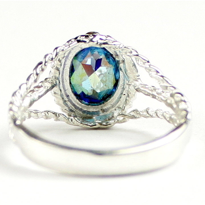 SR070 9x7mm Neptune Garden Topaz 925 Sterling Silver Ring Image 4