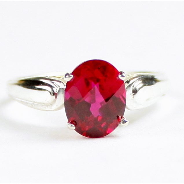 Sterling Silver Ladies Ring Created Ruby SR058 Image 1