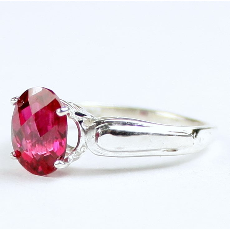 Sterling Silver Ladies Ring Created Ruby SR058 Image 2