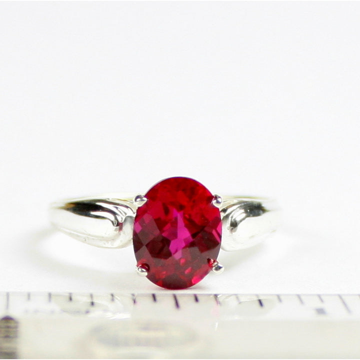 Sterling Silver Ladies Ring Created Ruby SR058 Image 4