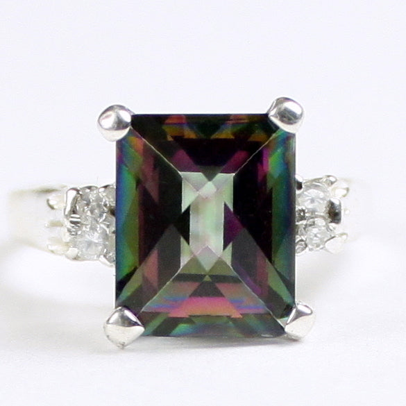 SR221 Mystic Fire Topaz 925 Sterling Silver Ring Image 1