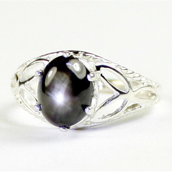 SR137 Black Star Sapphire 925 Sterling Silver Ring Image 1