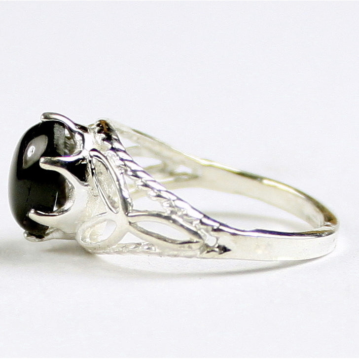 SR137 Black Star Sapphire 925 Sterling Silver Ring Image 3