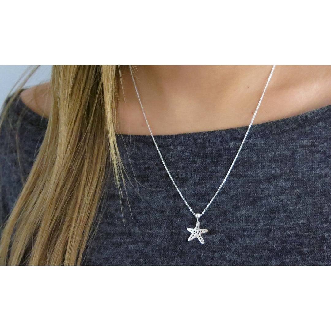 Sterling Silver Starfish Necklace 18k Rose Gold Plated 18 inch Chain 925 Image 1