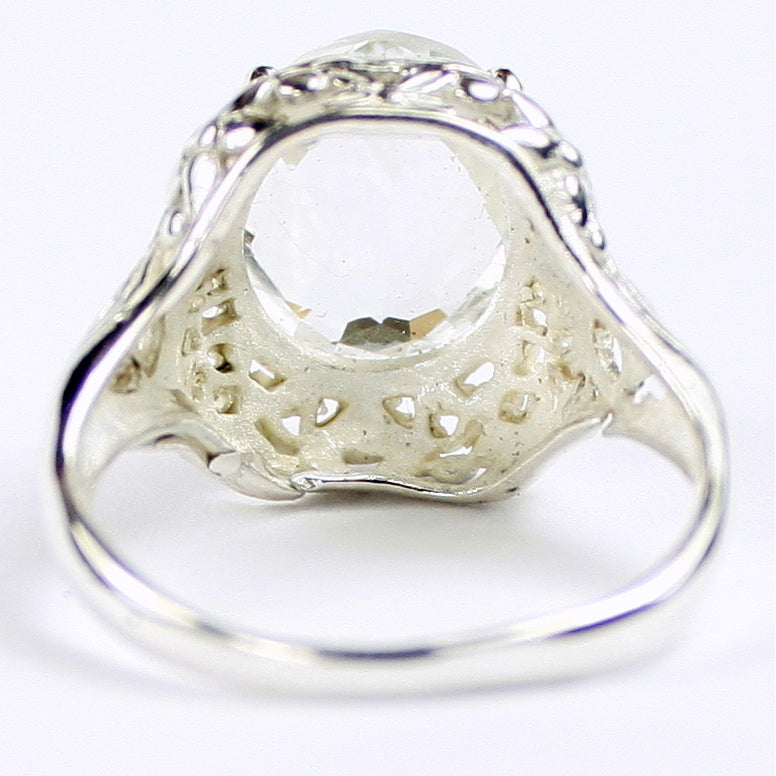 Sterling Silver Antique Style Filigree Ladies Ring Silver Topaz SR009 Image 4