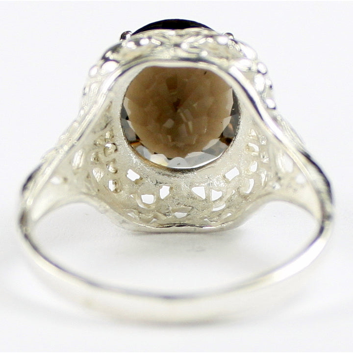 Sterling Silver Antique Style Filigree Ladies Ring Smoky Quartz SR009 Image 4