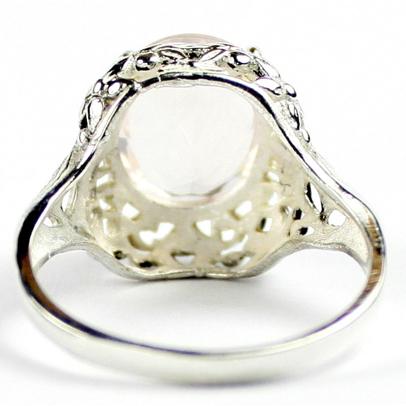 Sterling Silver Antique Style Filigree Ladies Ring Rose Quartz SR009 Image 4