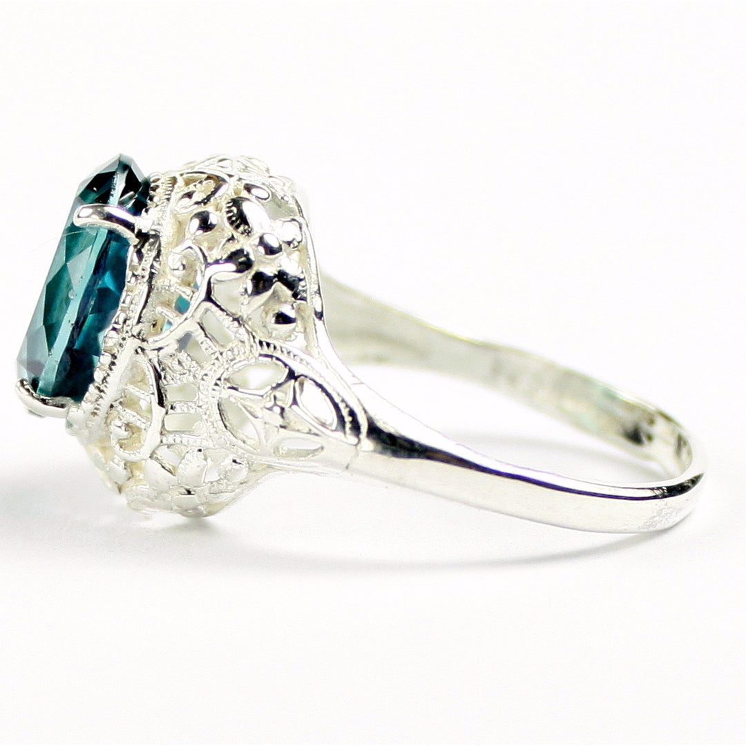 Sterling Silver Antique Style Filigree Ladies Ring Paraiba Topaz SR009 Image 3