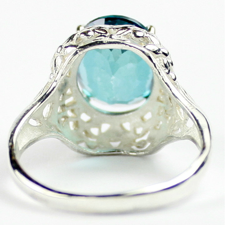 Sterling Silver Antique Style Filigree Ladies Ring Paraiba Topaz SR009 Image 4