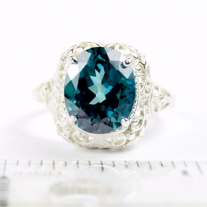 Sterling Silver Antique Style Filigree Ladies Ring Paraiba Topaz SR009 Image 4