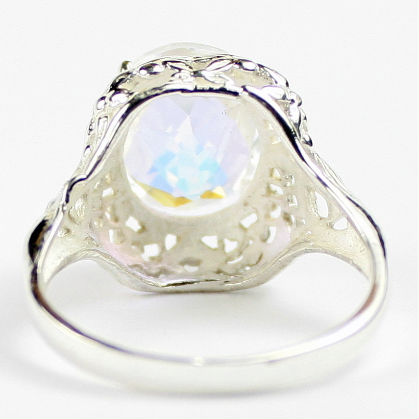 Sterling Silver Antique Style Filigree Ladies Ring Mercury Mist Topaz SR009, Image 4