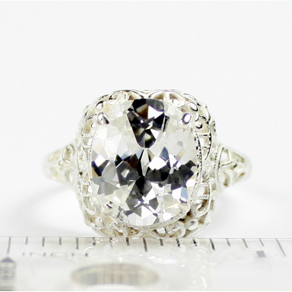 Sterling Silver Antique Style Filigree Ladies Ring Cubic Zirconia SR009 Image 4