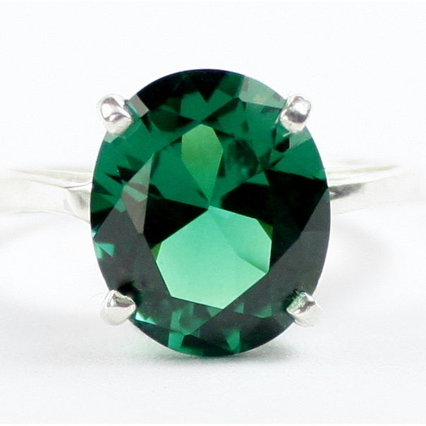 Sterling Silver Ladies Ring Created Emerald SR055 Image 1