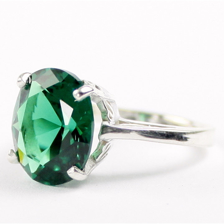 Sterling Silver Ladies Ring Created Emerald SR055 Image 2