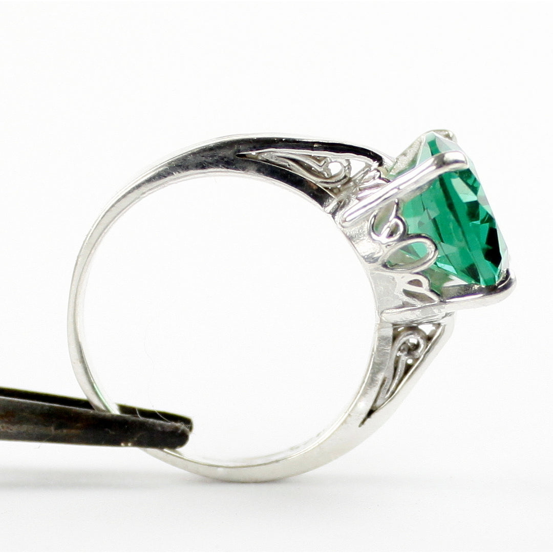 Sterling Silver Ladies Ring Created Emerald SR055 Image 4