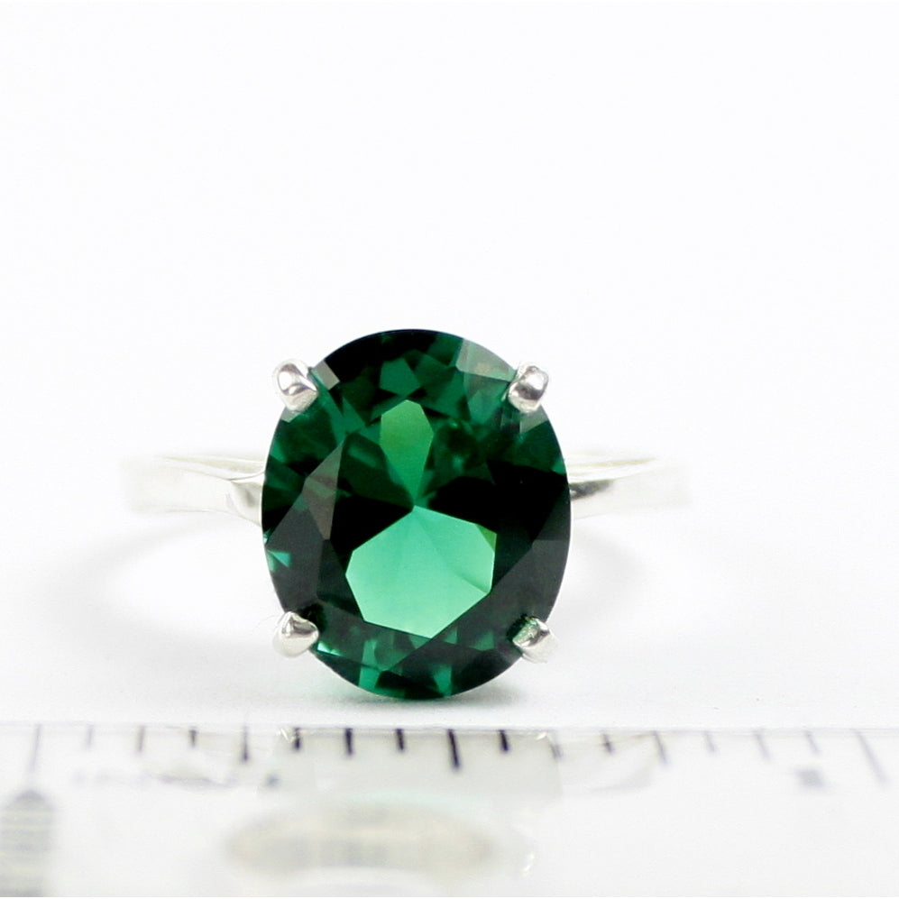 Sterling Silver Ladies Ring Created Emerald SR055 Image 6