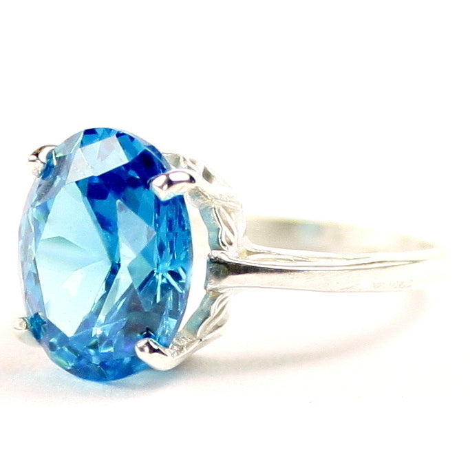 Sterling Silver Ladies Ring Swiss Blue CZ SR055 Image 2