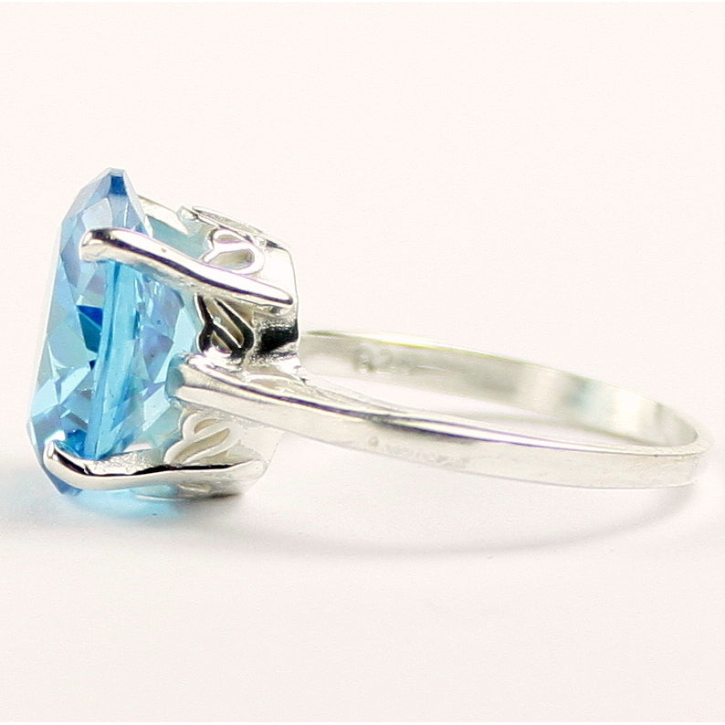 Sterling Silver Ladies Ring Swiss Blue CZ SR055 Image 3