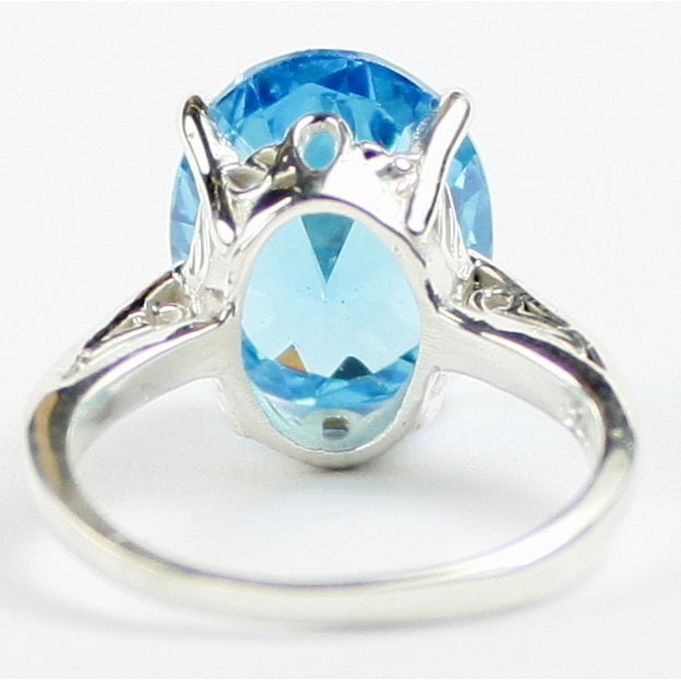 Sterling Silver Ladies Ring Swiss Blue CZ SR055 Image 4