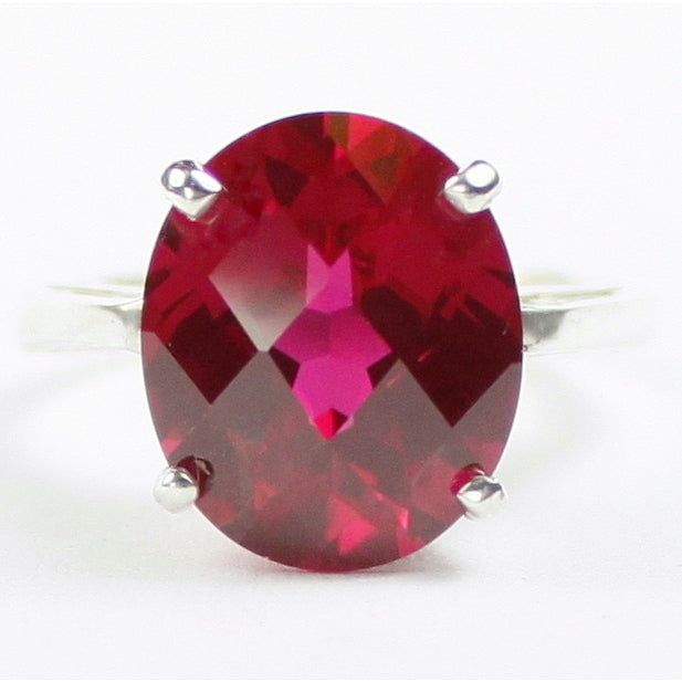 Sterling Silver Laies Ring Created Ruby SR055 Image 1