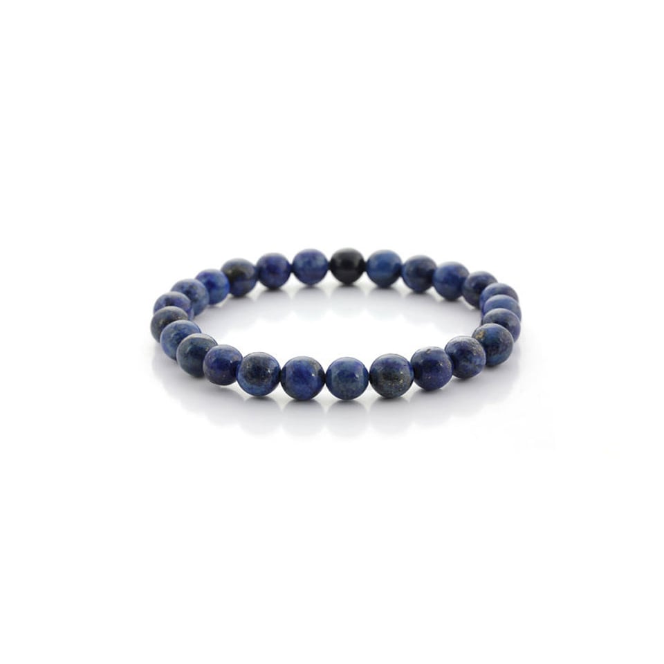 Genuine Lapis Stretch Bracelet 10mm Blue Gemstone Jewelry Adjustable Unisex Image 1