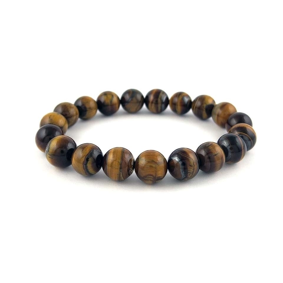 Genuine Tigers Eye Stretch Bracelet 10mm Natural Gemstone Jewelry for Men Women Image 1