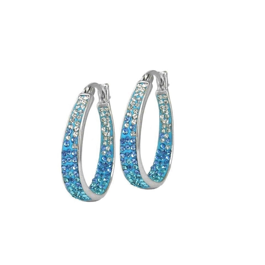 Inside Out Blue Ombre Austrian Crystal Studded Hoops Image 1