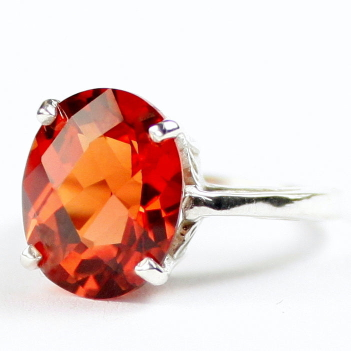 SR055 Created Padparadsha Sapphire 925 Sterling Silver Ladies Ring Image 2