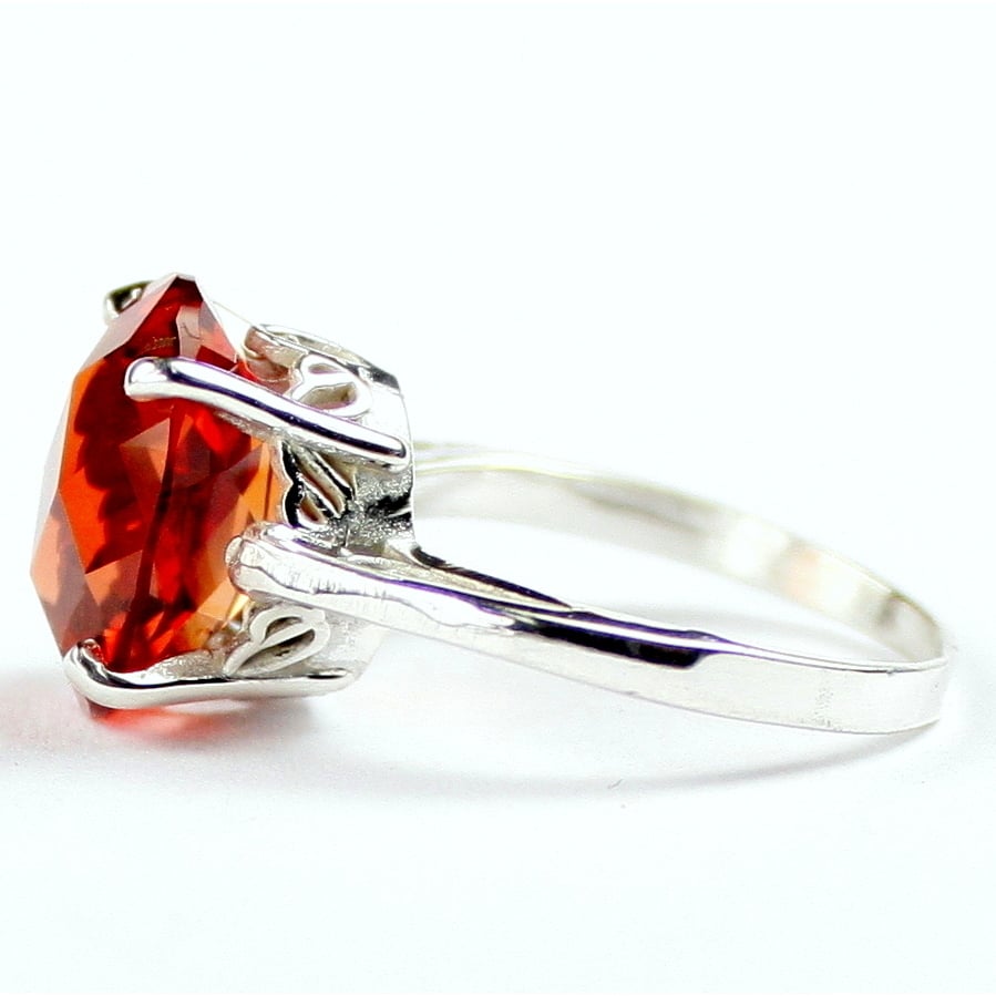 SR055 Created Padparadsha Sapphire 925 Sterling Silver Ladies Ring Image 3