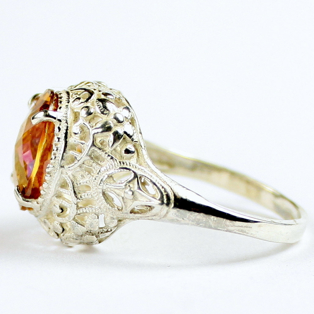 Sterling Silver Antique Style Filigree Ladies Ring Twilight Fire Topaz SR009 Image 3