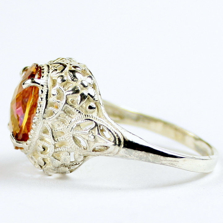 Sterling Silver Antique Style Filigree Ladies Ring Twilight Fire Topaz SR009 Image 3