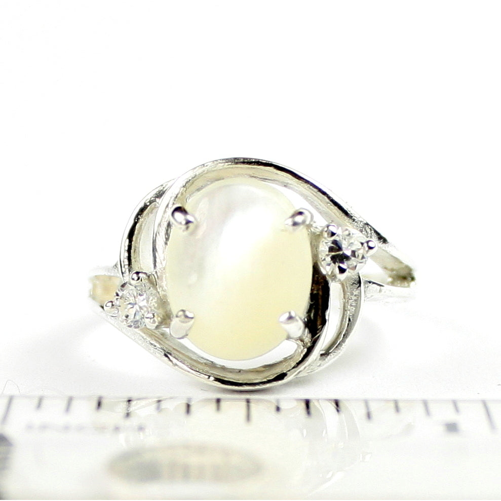 Sterling Silver Ladies Ring Mother Of Pearl SR021 Image 4