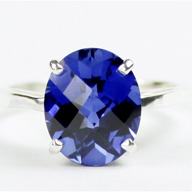 Sterling Silver Ladies Ring Created Blue Sapphire SR055 Image 1