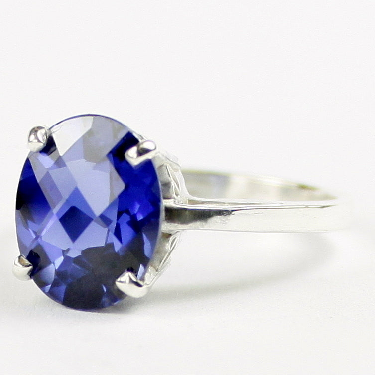 Sterling Silver Ladies Ring Created Blue Sapphire SR055 Image 2