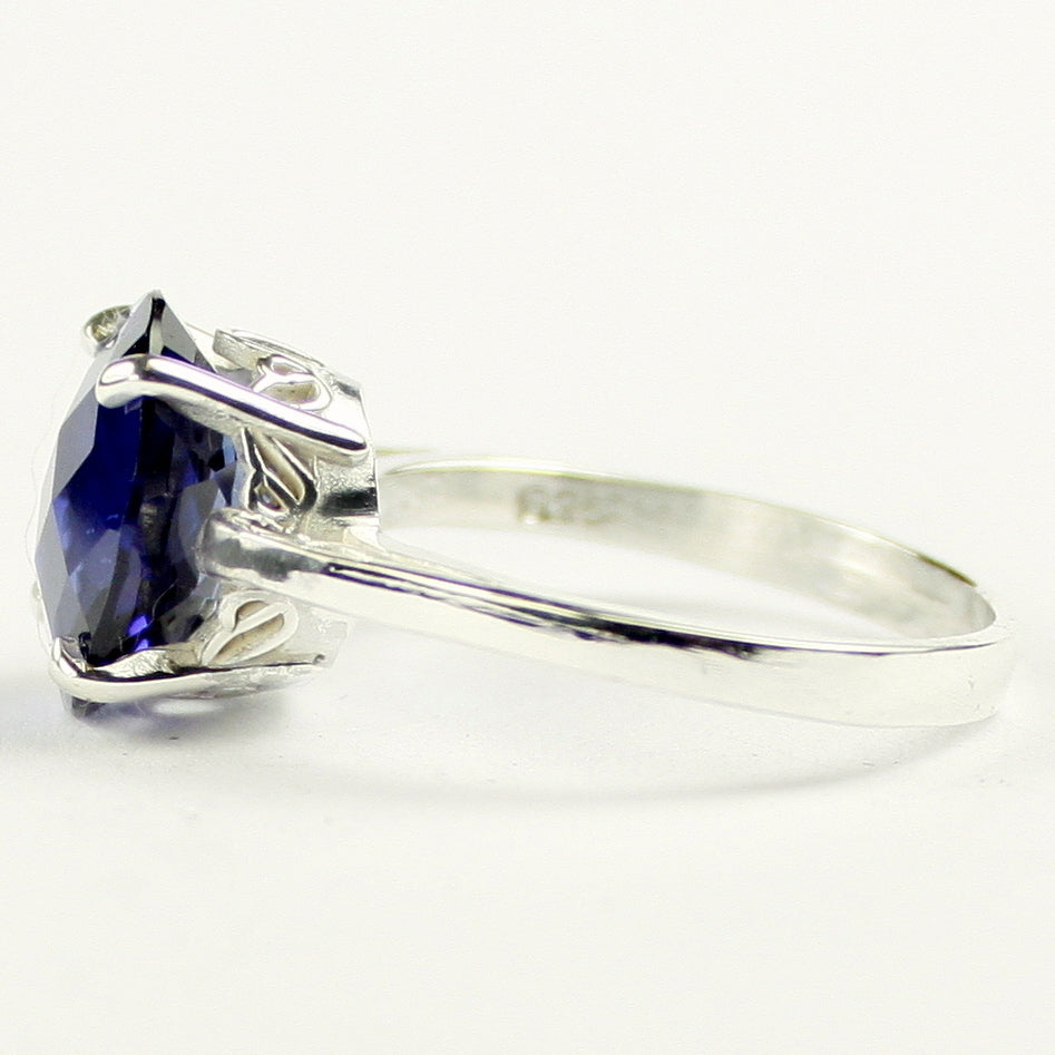 Sterling Silver Ladies Ring Created Blue Sapphire SR055 Image 3