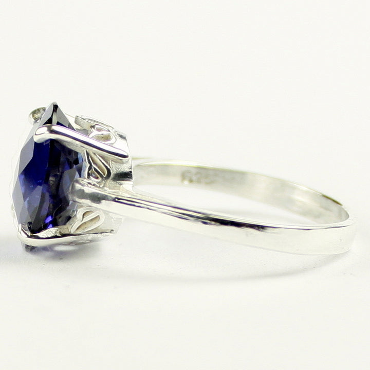 Sterling Silver Ladies Ring Created Blue Sapphire SR055 Image 3