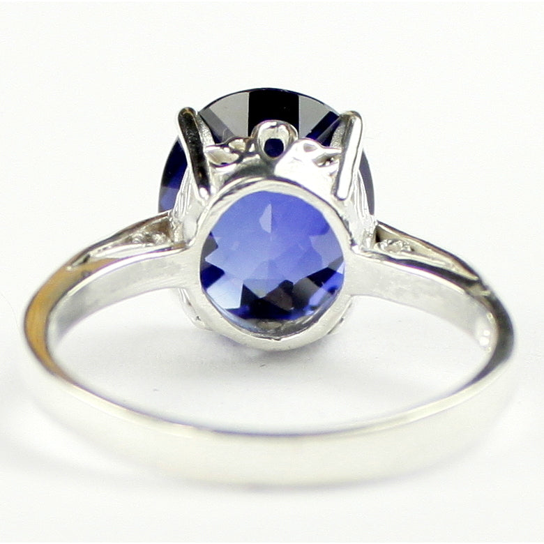 Sterling Silver Ladies Ring Created Blue Sapphire SR055 Image 4