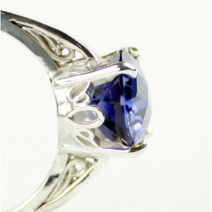 Sterling Silver Ladies Ring Created Blue Sapphire SR055 Image 4