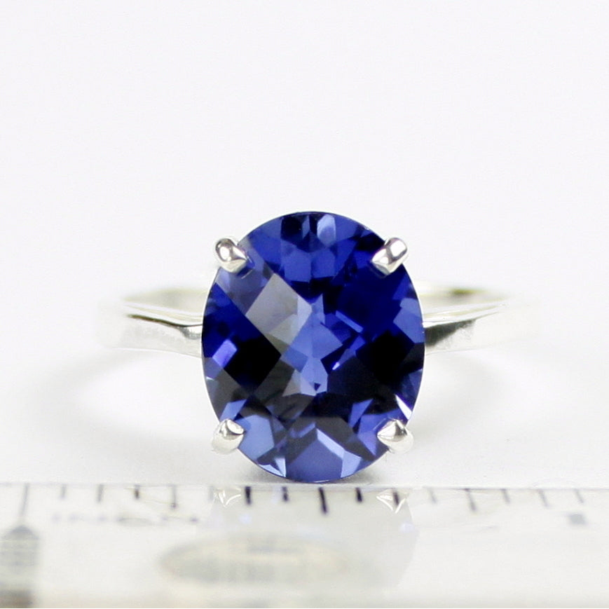 Sterling Silver Ladies Ring Created Blue Sapphire SR055 Image 6