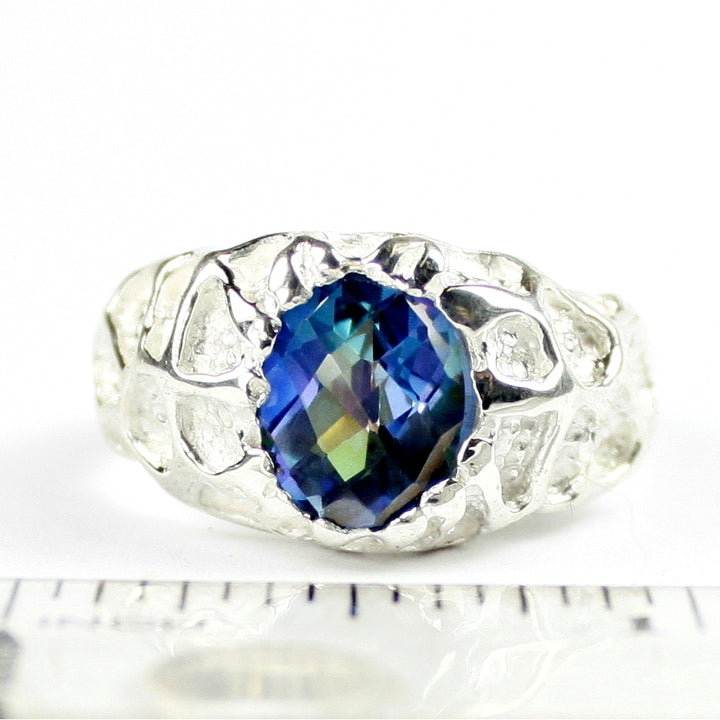 Sterling Silver Mens Ring Neptune Garden Topaz SR168 Image 4