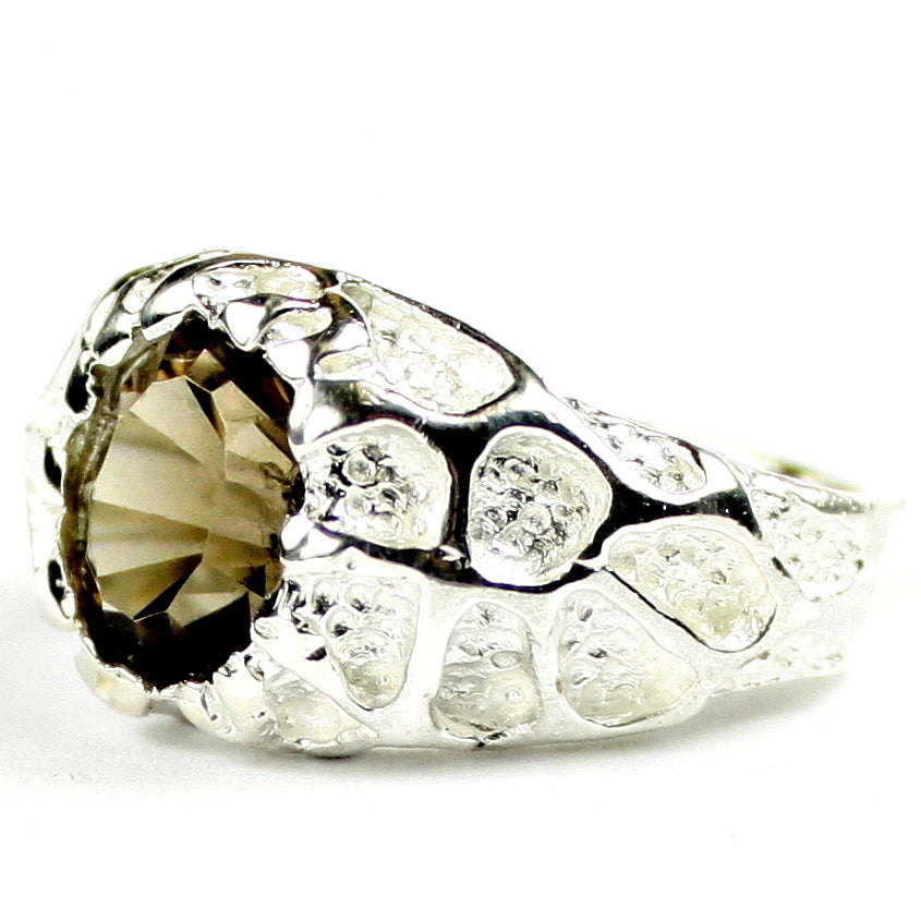 Sterling Silver Mens Ring Smoky Quartz SR168 Image 2