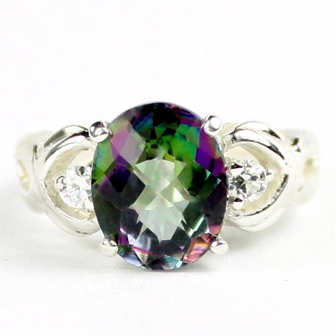 SR243 11x9mm Mystic Fire Topaz 925 Sterling Silver Ladies Ring Image 1