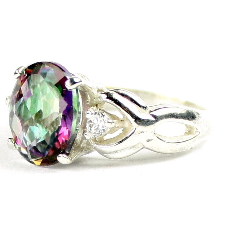 SR243 11x9mm Mystic Fire Topaz 925 Sterling Silver Ladies Ring Image 2